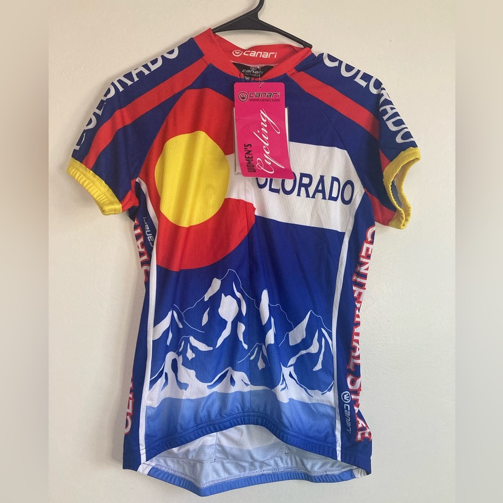 NWT! Canari Cycling Jersey - Red, Blue, Yellow